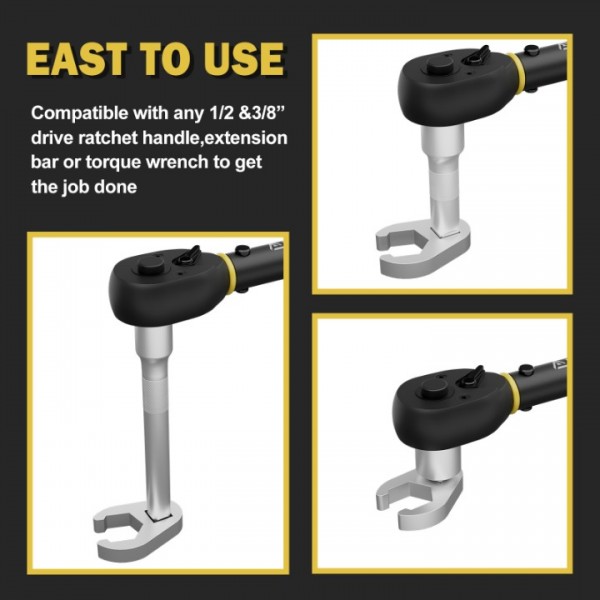 ANPUDS 3/8" Drive Crowfoot Wrench Set, 11-Piece Metric Crows Foot Wrench Set with 2 Extension Bars, 1/2''to 3/8'' Adapter, Storage Box, Flare Nut Wrench Set for Repair Work Tight Spaces