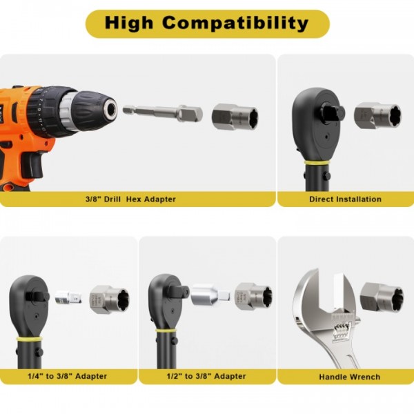ANPUDS Bolt Extractor Set, 16 Pieces Impact Bolt & Nut Remover Set, Nut Extractor Socket Set, Stripped Lug Nut Remover for Removing Broken, Rounded, Rusted, Frozen, Damaged Nuts Screws & Bolts