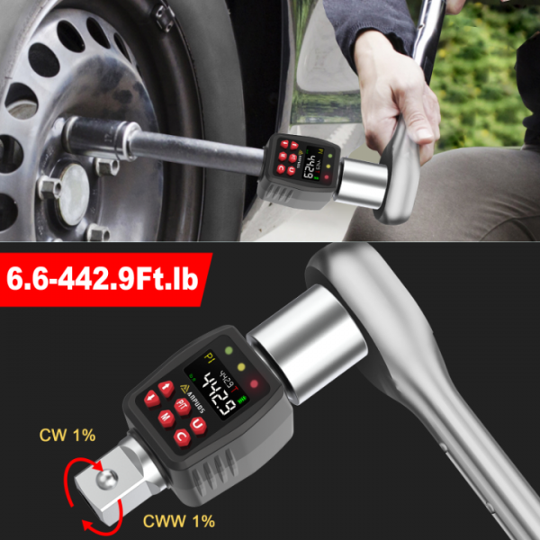 ANPUDS 3/4" Digital Torque Adapter, 6.6-442.9 Ft.lb/9-600 Nm, Digital Torque Wrench Converter with ±1% Accuracy, Preset Value, Data Storage, Buzzer & LED Indicators for Car, Truck, Tractor