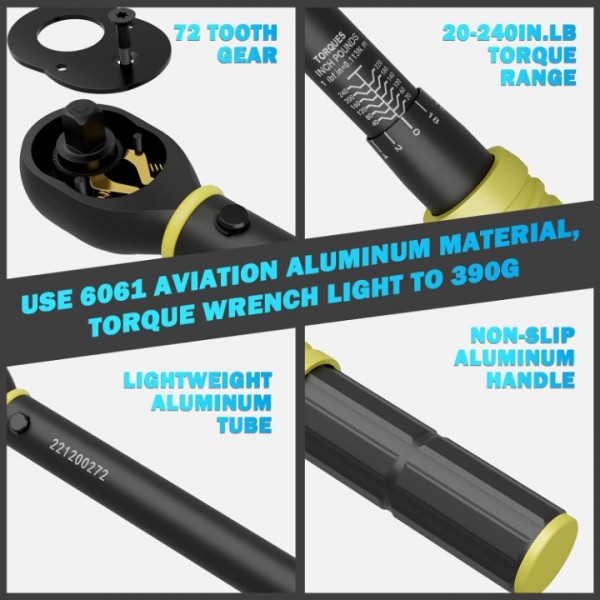 1/4 Torque Wrench, Lightweight Aluminum Material, High Accuracy, Safe and Easy to Use, Dual-Direction with Quick Release, 21 PCS Bike Maintenance Kit and Storage