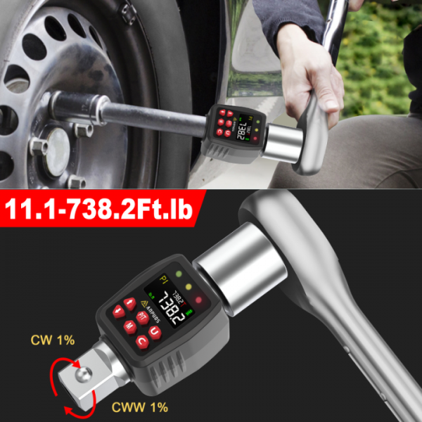 ANPUDS 3/4" Digital Torque Adapter, 11.1-738.2 Ft.Ib/15-1000 Nm, Digital Torque Wrench Converter with ±1% Accuracy, Preset Value, Data Storage, Buzzer & LED Indicators for Car, Truck, Tractor