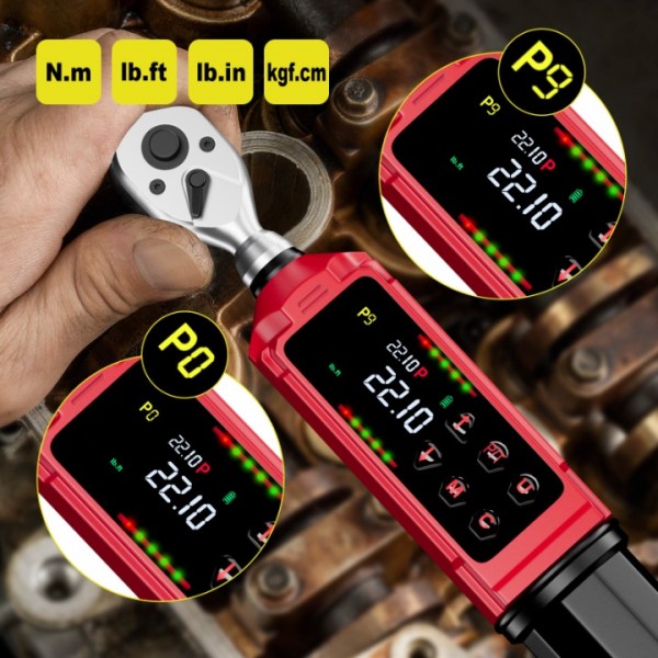 ANPUDS 1/4-inch Drive Digital Torque Wrench, 0.33-22.1Ft.lbs/0.45-30Nm, Adjustable Electronic Torque Wrench Set with ±1% Accuracy, Vibration, Buzzer and LED Flash Notification for Bicycle, Car