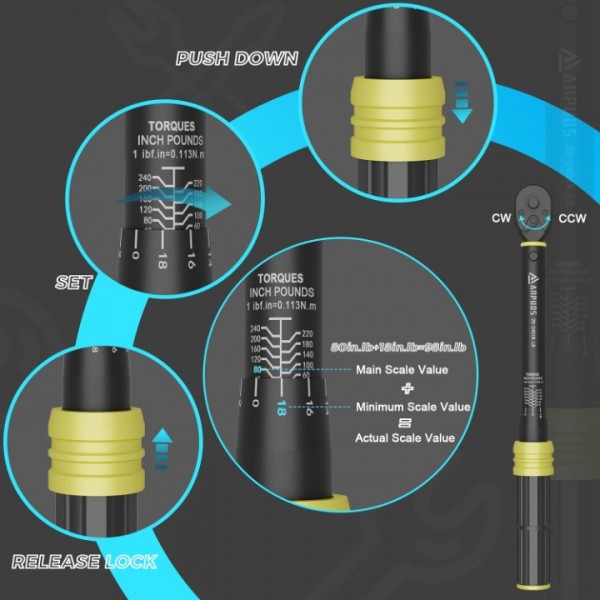 1/4 Torque Wrench, Lightweight Aluminum Material, High Accuracy, Safe and Easy to Use, Dual-Direction with Quick Release, 21 PCS Bike Maintenance Kit and Storage