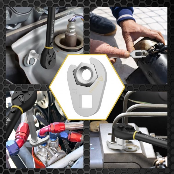 ANPUDS 3/8" Drive Crowfoot Wrench Set, 11-Piece Metric Crows Foot Wrench Set with 2 Extension Bars, 1/2''to 3/8'' Adapter, Storage Box, Flare Nut Wrench Set for Repair Work Tight Spaces