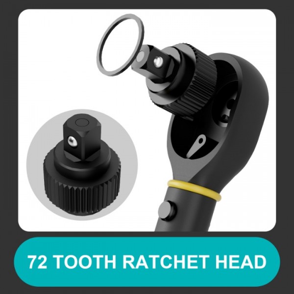 ANPUDS 1/2-Inch Drive Torque Wrench, 10-170 Ft-Lb/13.6-230.5 Nm Click Torque Wrench Set with 17, 19, 21mm Sockets, 1/2"to 3/8" Adapter & 125mm Extension Bar, 72-Tooth, Torque Tool for Car & Motorcycle