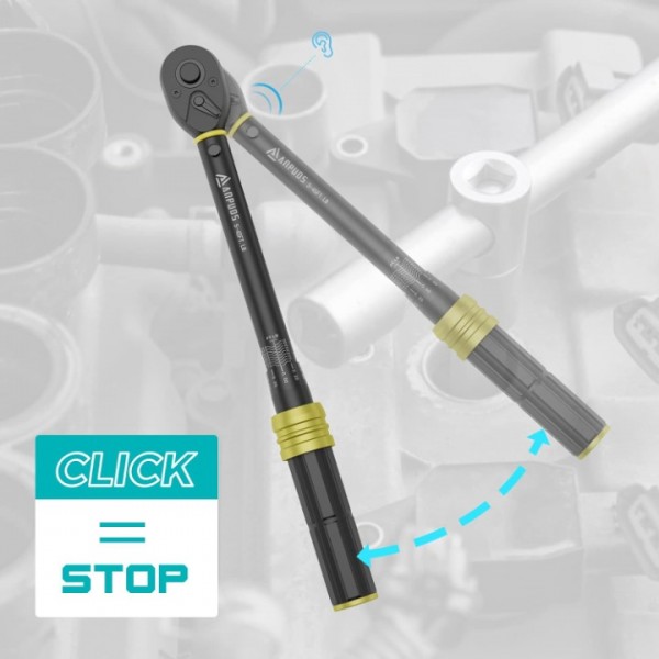 ANPUDS 3/8-Inch Drive Click Torque Wrench, 5-45 Ft-Lb/6.8-61 Nm, Dual-Direction Torque Wrench, Lightweight Aluminum 72-Tooth Dual Range Scales Torque Wrench for Bike, Motorcycle, Car Spark