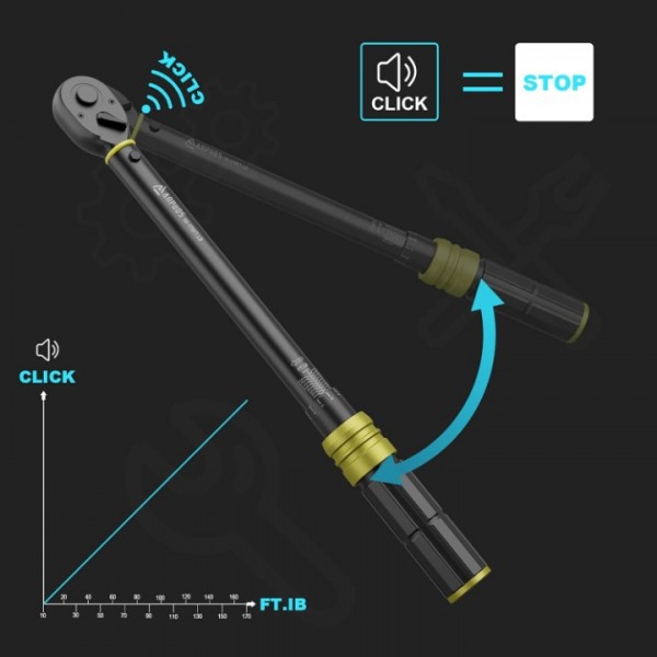 ANPUDS 1/2-Inch Drive Click Torque Wrench, 10-170 Ft-Lb/13.6-230.5 Nm, Dual-Direction Torque Wrench, 72-Tooth Dual Range Scales Torque Wrench with Quick Release Reversible Head for Motorcycle, Car