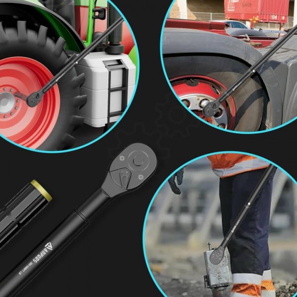 ANPUDS 3/4-Inch Drive Click Torque Wrench, 200-1000 Ft-Lb/271-1355 Nm, Dual-Direction Torque Wrench, 48-Tooth Dual Range Scales Torque Wrench with Quick Release Reversible Head for Car Truck Tractor